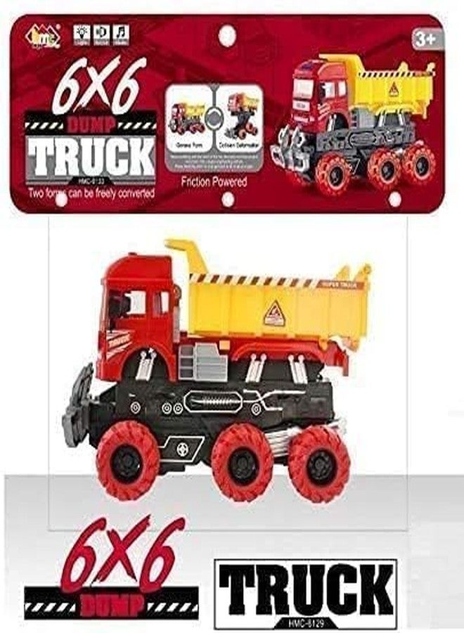 Invite Enterprise 6x6 Wheel Dumper Pull Back Construction Truck Vehicle Toy Friction Powered Wheel Sound and Light Effect Toy for Kids (6x6 Wheel Dumper Truck) - Image 5